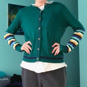 Green striped cardigan, Size SM